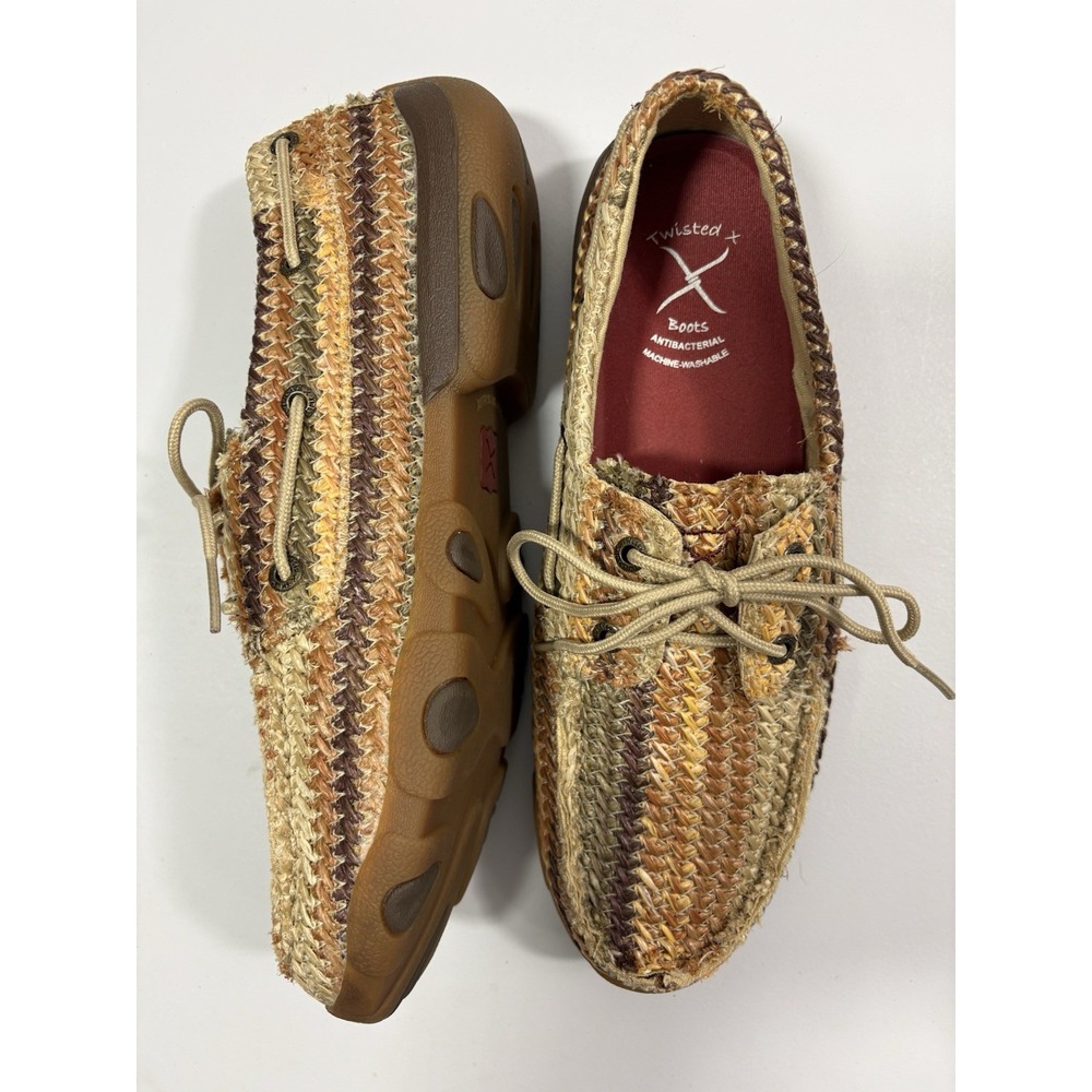 Twisted X Womens 10M Driving Moc WDM0084 Multi Pattern Basketweave Boat Shoes